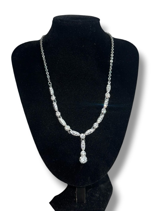 Swarovski Jewelry - Swarovski Emma Y Necklace Crystal Drop Pendant Silver Tone Signed Swan EUC